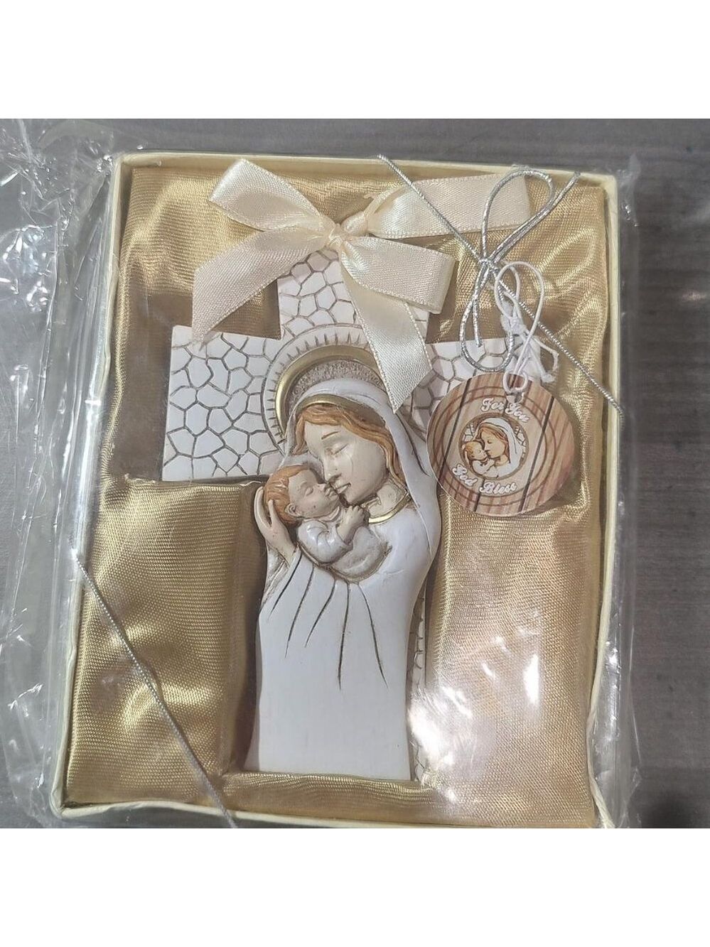 Madonna and Child Hanging Cross Ornament